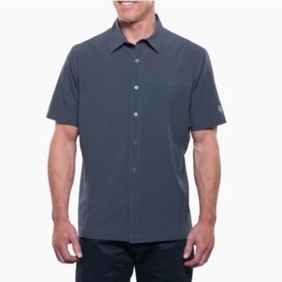 Kuhl Men’s Renegade Short Sleeve Button Down Skirt in Carbon Grey Size Large - Picture 1 of 10